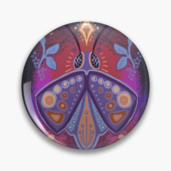 Item preview, Folk art lightning bug | moth with pink flowers designed and sold by rose-michele.