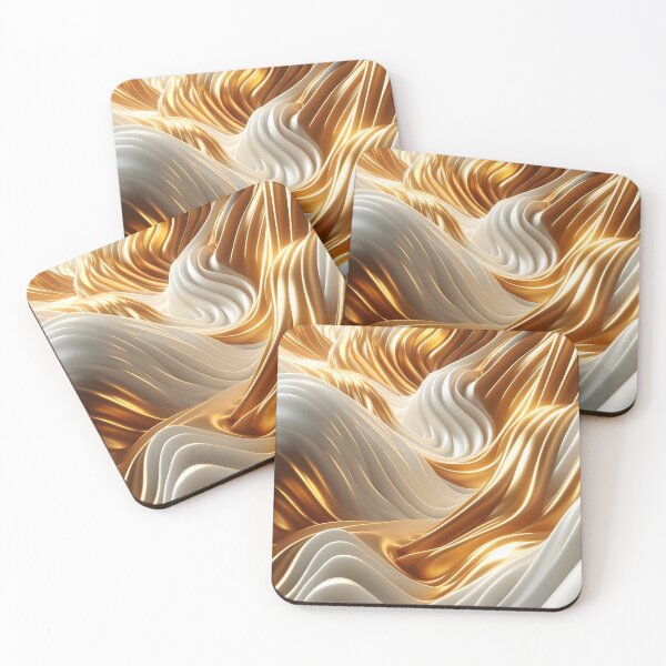 Item preview, Elegant Liquid Waves - Abstraction in Gold and White designed and sold by Light & Canvas.