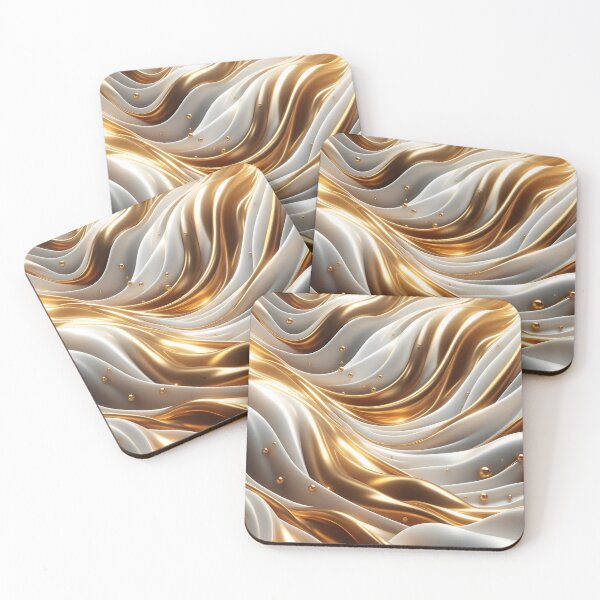 Item preview, Elegant Golden Liquid Waves - Abstraction in Gold and White designed and sold by Light & Canvas.