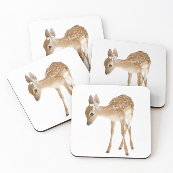 Item preview, fawn with white bow sticker  designed and sold by inainart.