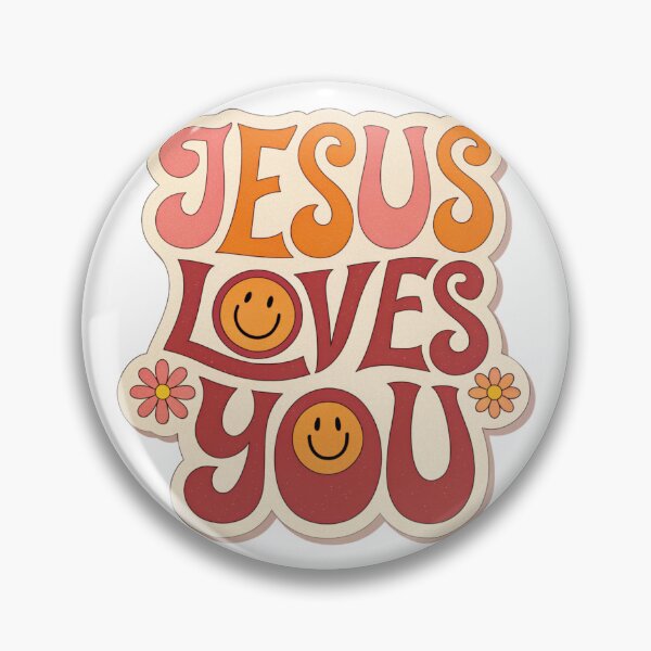 Item preview, Jesus Loves You Retro 70s Smiley Face Sticker designed and sold by TJprint.