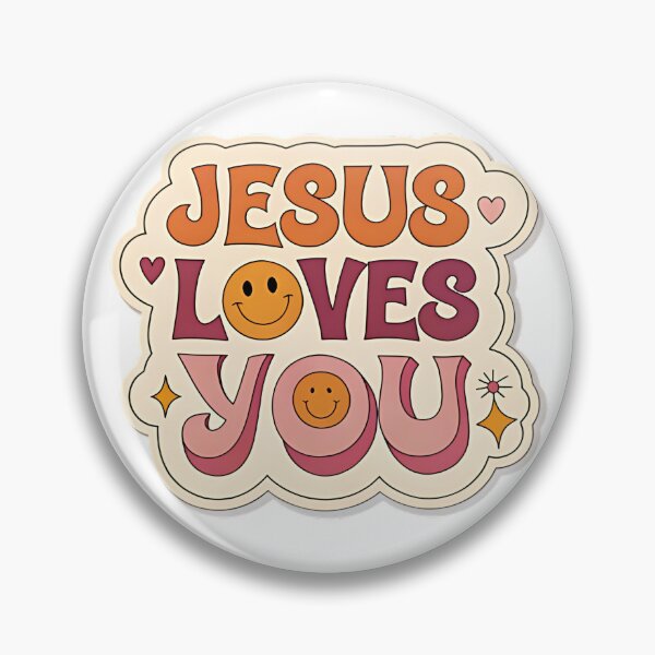 Item preview, Jesus Loves You Retro 70s Smiley Face Sticker designed and sold by TJprint.