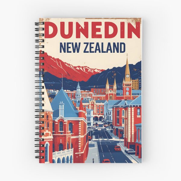 Item preview, Dunedin New Zealand Retro Vintage Travel Design designed and sold by TravelersGems.