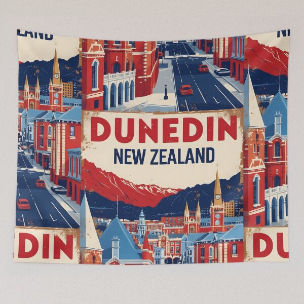 Item preview, Dunedin New Zealand Retro Vintage Travel Design designed and sold by TravelersGems.
