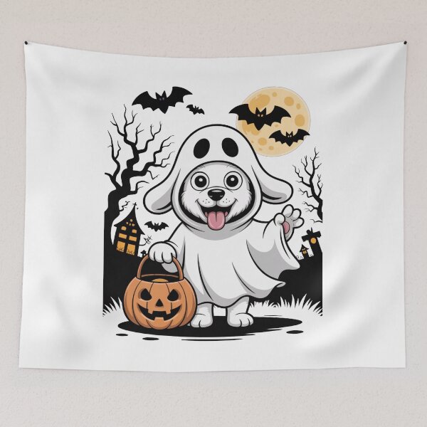 Item preview, Cute Ghost Dog Trick Or Treat designed and sold by flagylART.