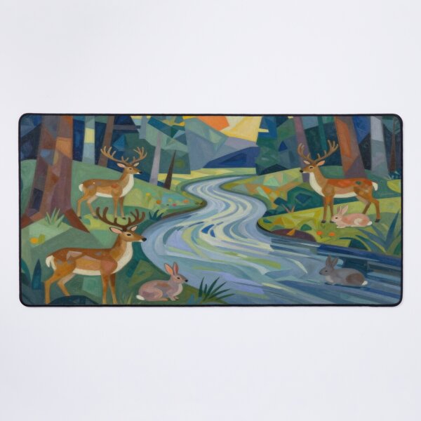 Artikelvorschau, Forest Morning With Deer And Rabbits entworfen und verkauft von FotoworldEdel.