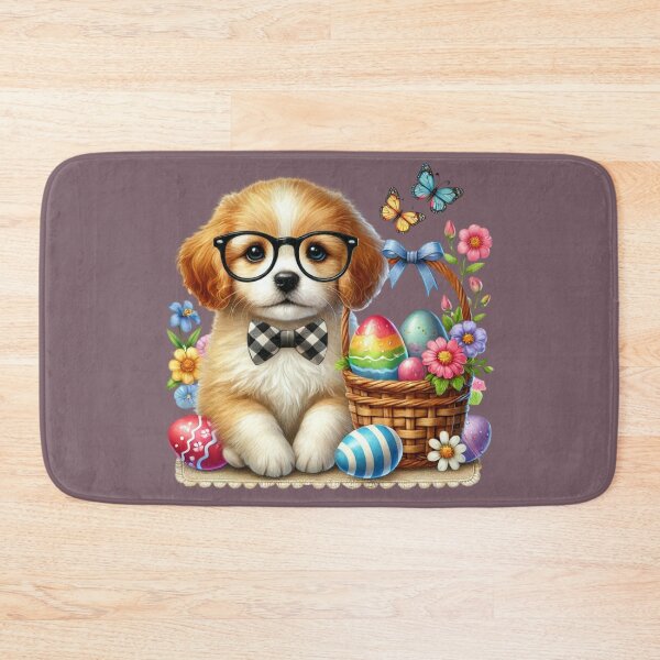 Item preview, Cute Easter Puppy with Glasses – Adorable Spring Dog Illustration with Easter Eggs designed and sold by Dominik1994.