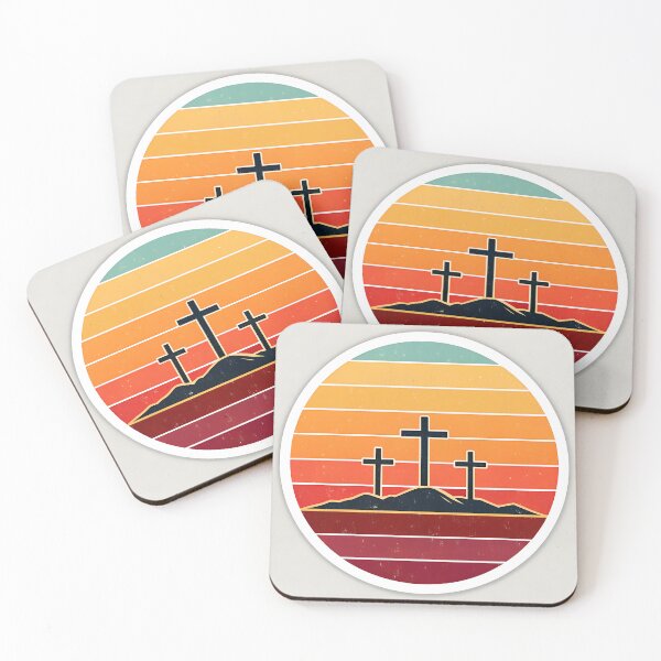 Item preview, Retro Sunset Three Crosses Vintage Christian Sticker designed and sold by TJprint.