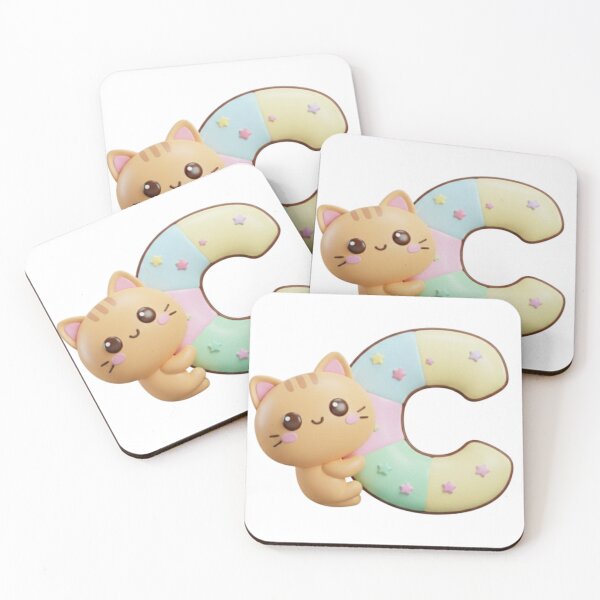 Item preview, Kawaii Cat Alphabet Letter C – Cute Pastel 3D Nursery & Teacher Sticker designed and sold by Rose Collection Shop.