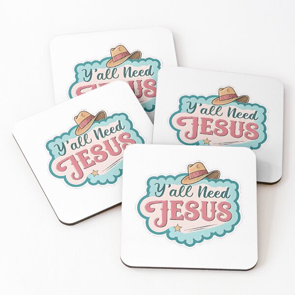 Item preview, Y'all Need Jesus Retro Pink Cowboy Hat Western Sticker designed and sold by TJprint.
