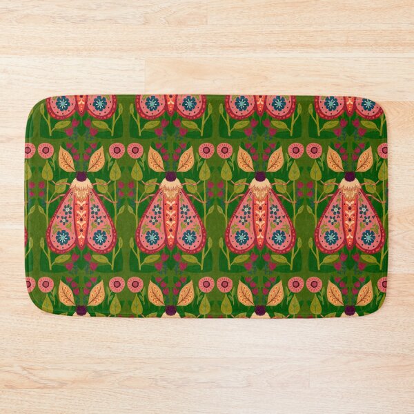 Item preview, Regal folk art moth illustration | folk art with pinks and greens designed and sold by rose-michele.