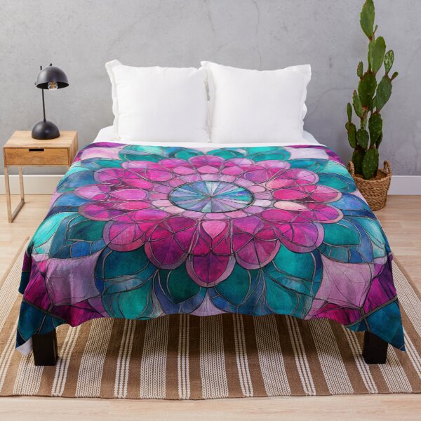 Item preview, Stained Glass Cyan & Magenta Mosaic Mandala Pattern designed and sold by GrinGalore.