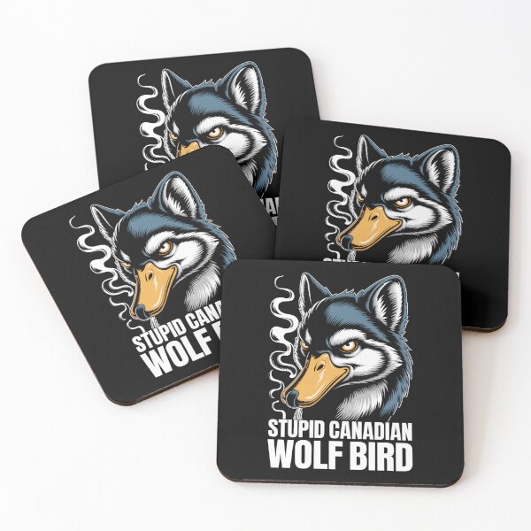 Item preview, Stupid Canadian Wolf Bird - Cool Blue Orange Side Profile Design designed and sold by DarylWelsh2024.