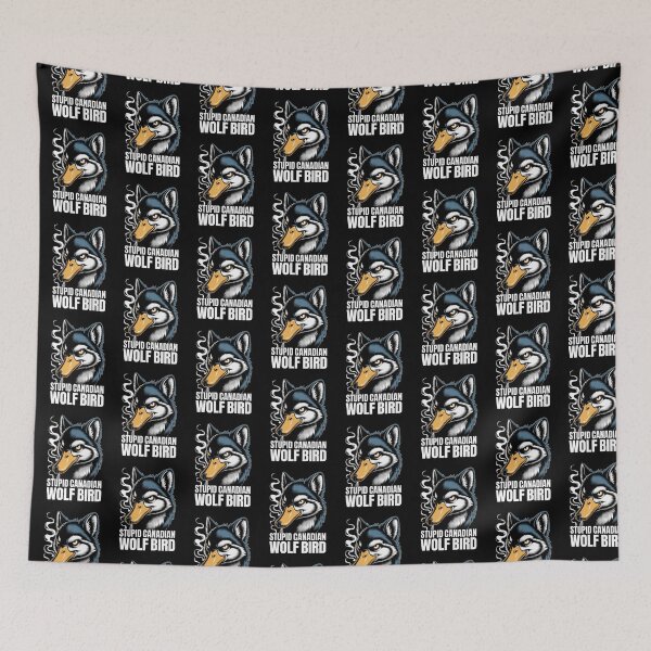 Item preview, Stupid Canadian Wolf Bird - Cool Blue Orange Side Profile Design designed and sold by DarylWelsh2024.