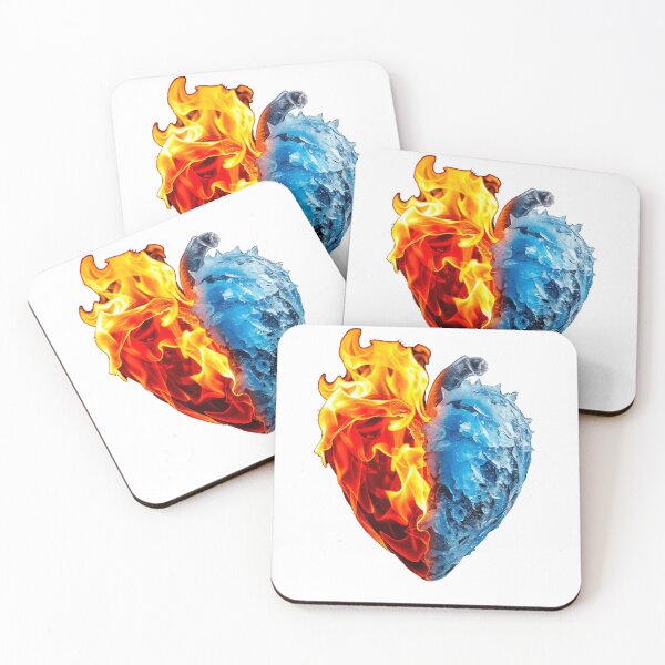 Item preview, Love Is Fire & Ice – Half Fire Half Ice Heart Valentine Design designed and sold by BoldLineDesign.