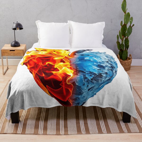 Item preview, Love Is Fire & Ice – Half Fire Half Ice Heart Valentine Design designed and sold by BoldLineDesign.