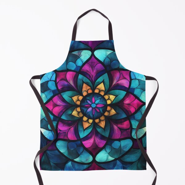Item preview, Stained Glass Cyan & Magenta Mosaic Mandala Inspired Pattern designed and sold by GrinGalore.