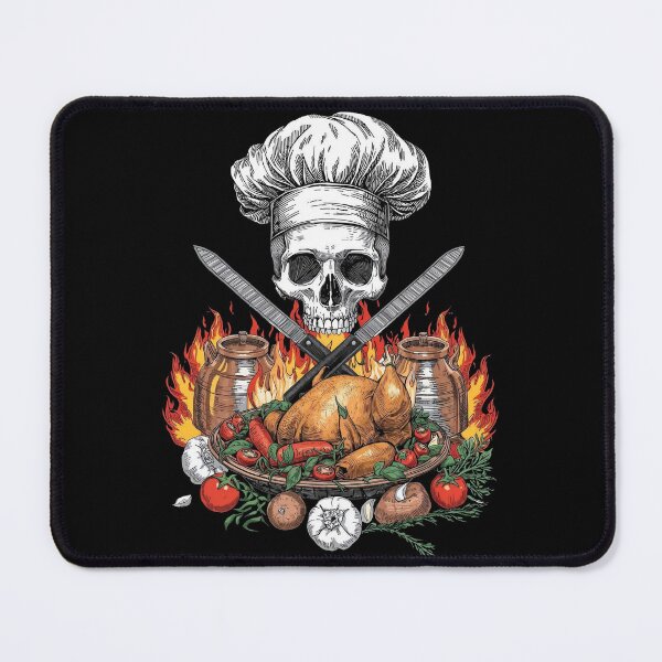 Item preview, Vintage Chef Skull Roasted Chicken and Crossed Knives designed and sold by Bone & Blade.