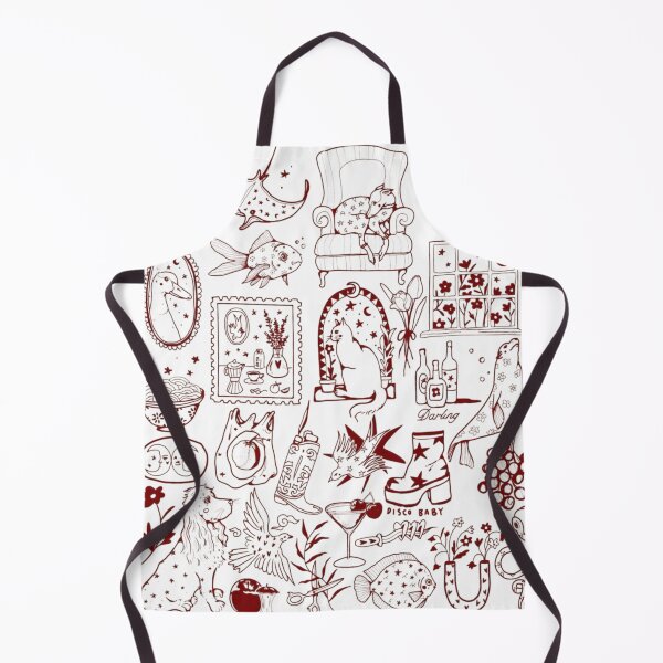 Item preview, Whimsical Folk Art Disco Illustrations Collection in Red and White designed and sold by No-W8.