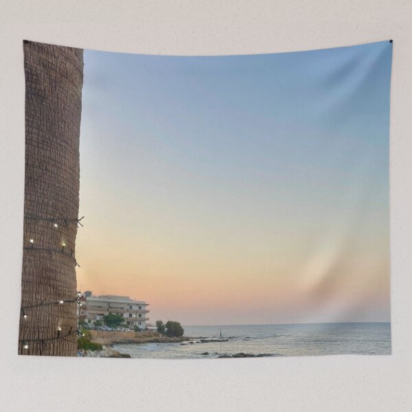 Item preview, Seaside Café at Sunset with Ocean View designed and sold by MatthewHeights.