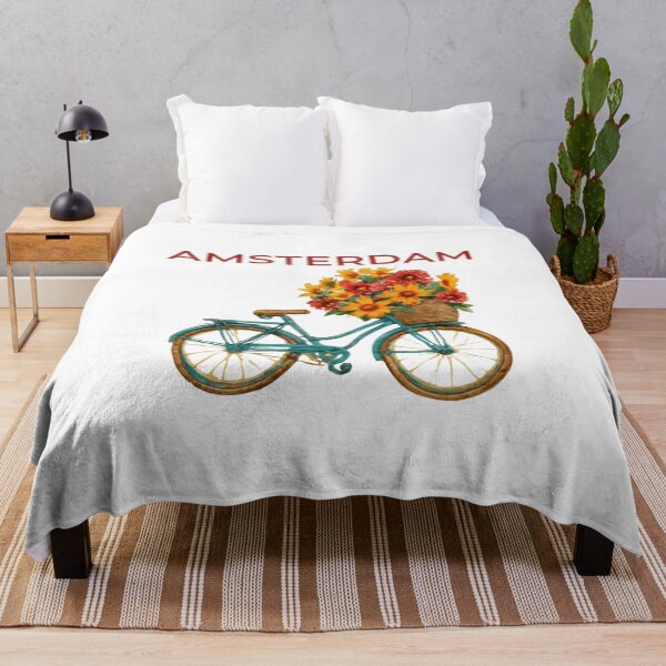 Item preview, Amsterdam Word Art with Bicycle and Flowers Illustration designed and sold by Inkworksbyshery.