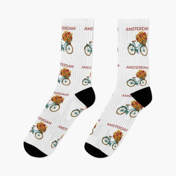 Item preview, Amsterdam Word Art with Bicycle and Flowers Illustration designed and sold by Inkworksbyshery.