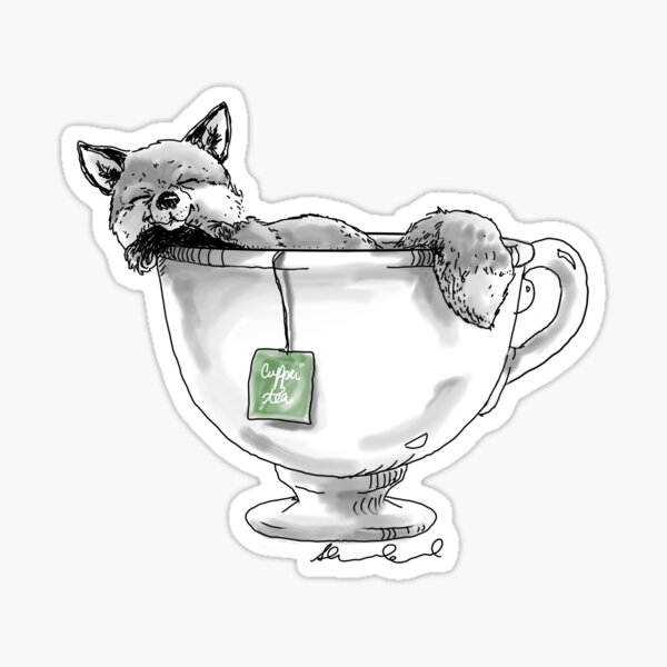 Teacup Fox Sticker