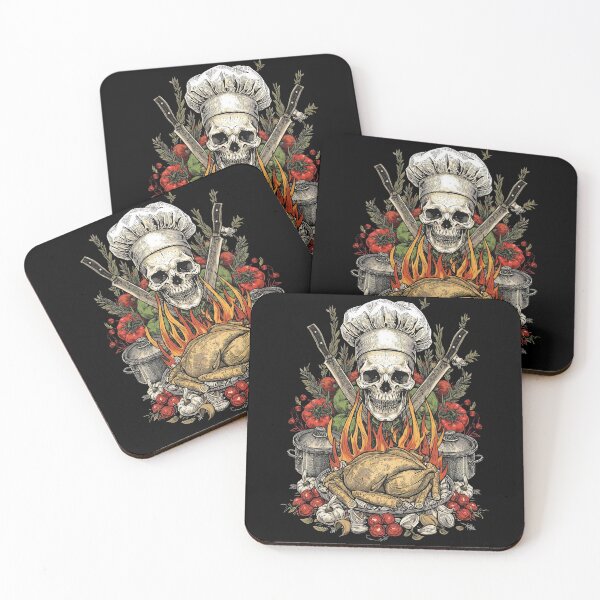 Item preview, Vintage Chef Skull Roasted Chicken and Crossed Knives designed and sold by Bone & Blade.