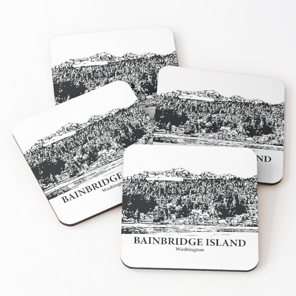 Item preview, Bainbridge Island WA - Ink Cityscape Illustration designed and sold by Lakeric Cityscapes.
