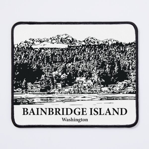 Item preview, Bainbridge Island WA - Ink Cityscape Illustration designed and sold by Lakeric.