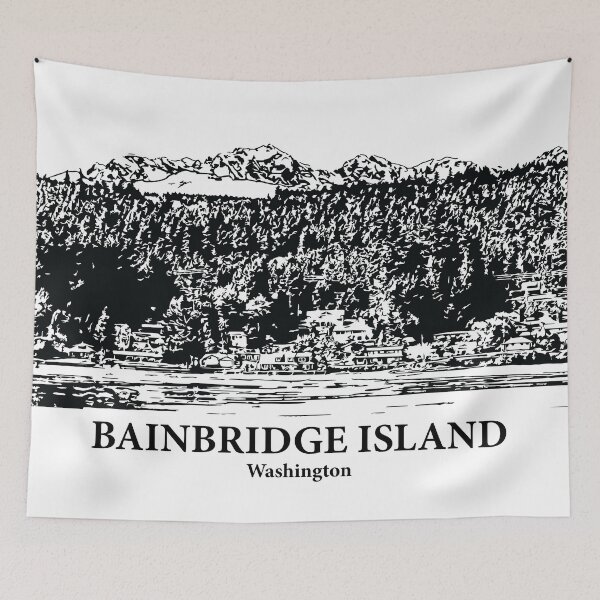 Item preview, Bainbridge Island WA - Ink Cityscape Illustration designed and sold by Lakeric Cityscapes.