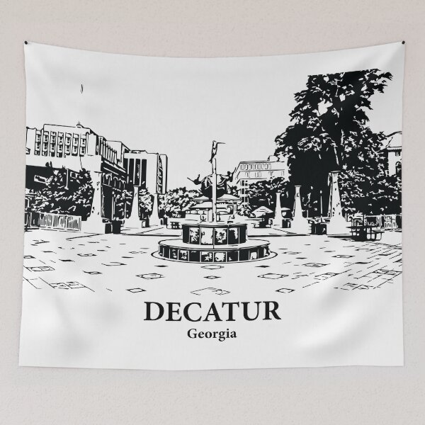 Item preview, Decatur GA - Ink Cityscape Illustration designed and sold by Lakeric Cityscapes.