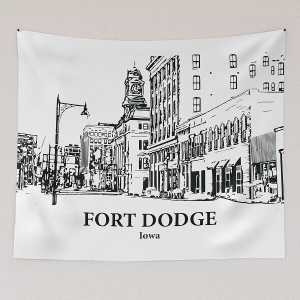 Item preview, Fort Dodge IA - Ink Cityscape Illustration designed and sold by Lakeric Cityscapes.
