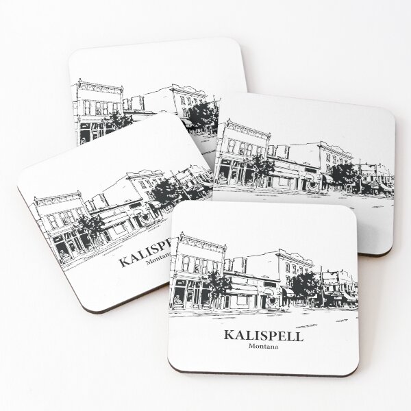 Item preview, Kalispell MT - Ink Cityscape Illustration designed and sold by Lakeric Cityscapes.