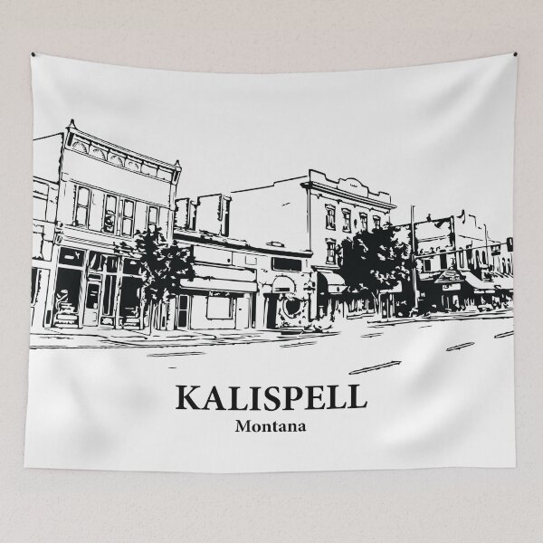 Item preview, Kalispell MT - Ink Cityscape Illustration designed and sold by Lakeric Cityscapes.