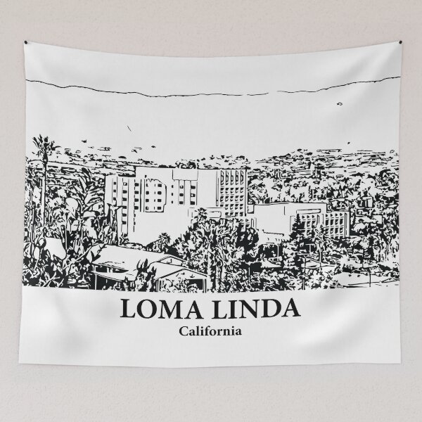 Item preview, Loma Linda CA - Ink Cityscape Illustration designed and sold by Lakeric Cityscapes.
