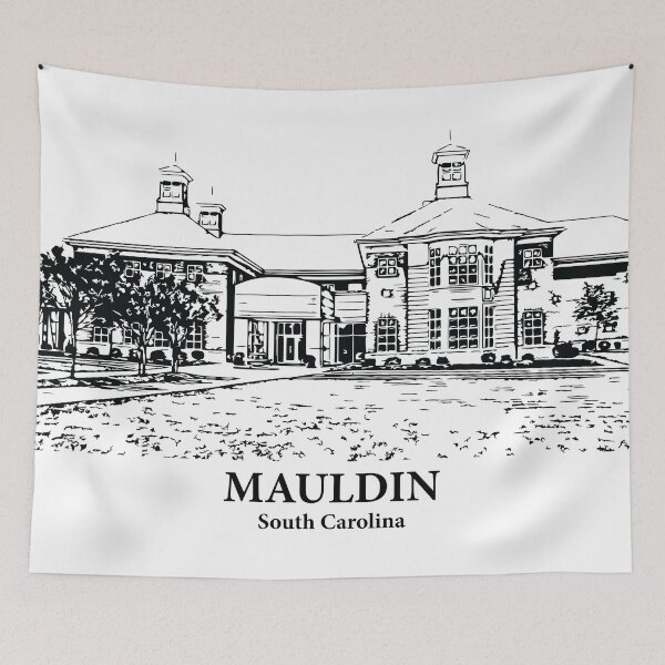 Item preview, Mauldin SC - Ink Cityscape Illustration designed and sold by Lakeric Cityscapes.