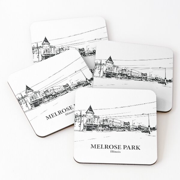 Item preview, Melrose Park IL - Ink Cityscape Illustration designed and sold by Lakeric Cityscapes.