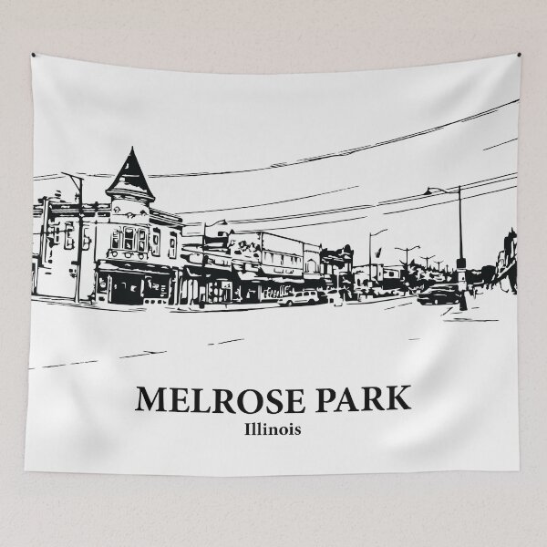 Item preview, Melrose Park IL - Ink Cityscape Illustration designed and sold by Lakeric Cityscapes.