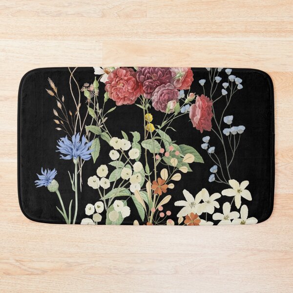 Item preview, Herbarium flowers on black background designed and sold by FlowerFolie.