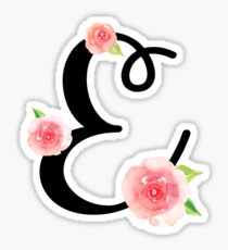 Pegatina Monograma E con rosas bonitas