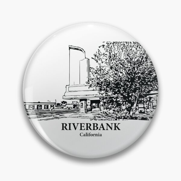 Item preview, Riverbank CA - Ink Cityscape Illustration designed and sold by Lakeric Cityscapes.