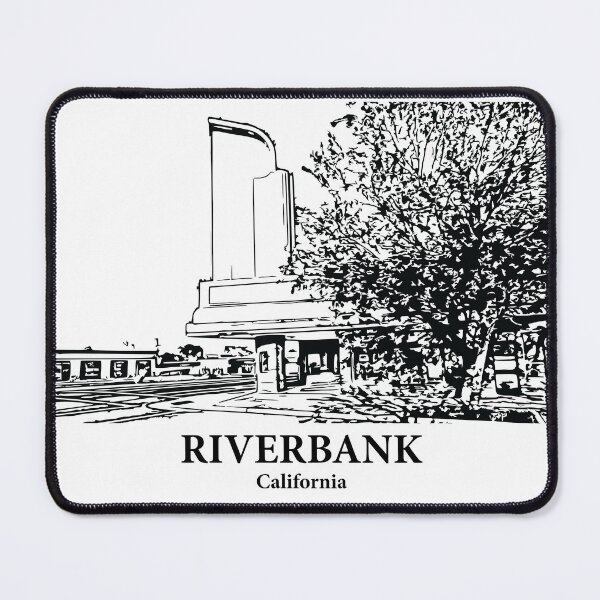 Item preview, Riverbank CA - Ink Cityscape Illustration designed and sold by Lakeric Cityscapes.