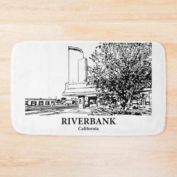 Item preview, Riverbank CA - Ink Cityscape Illustration designed and sold by Lakeric Cityscapes.