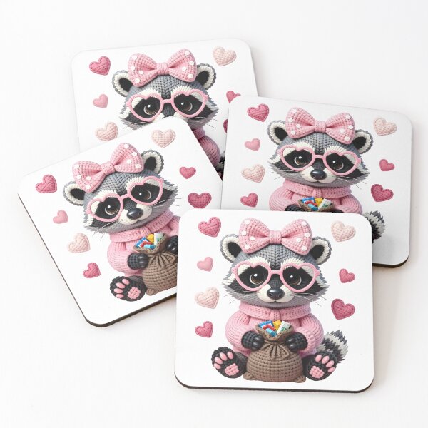 Item preview, Raccoon Valentines Day Faux Crochet Coquette  designed and sold by JasyTes.