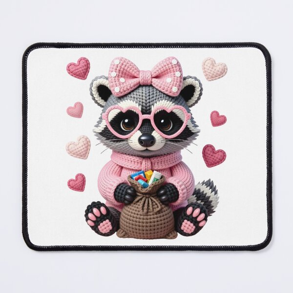 Item preview, Raccoon Valentines Day Faux Crochet Coquette designed and sold by JasyTes.