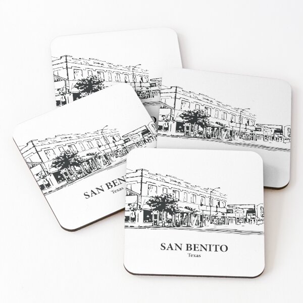 Item preview, San Benito TX - Ink Cityscape Illustration designed and sold by Lakeric Cityscapes.