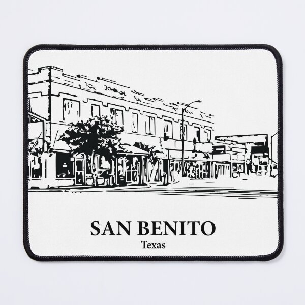 Item preview, San Benito TX - Ink Cityscape Illustration designed and sold by Lakeric Cityscapes.