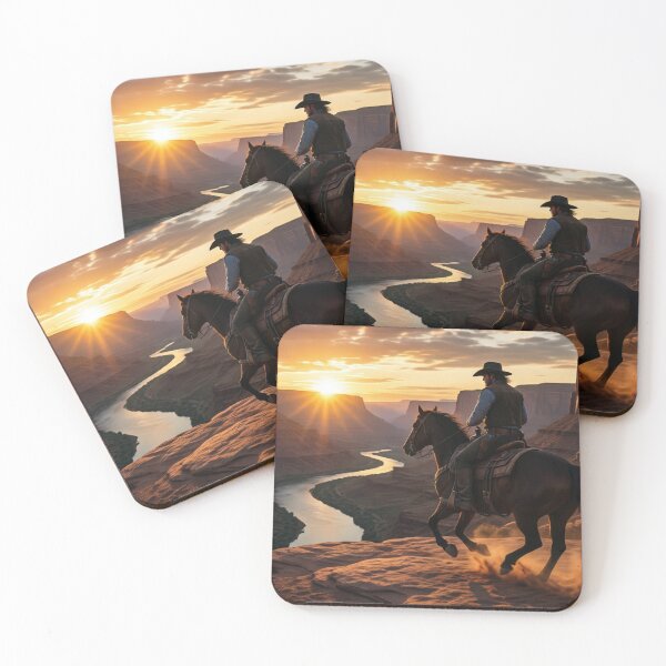Item preview, Cowboy on Horseback at Golden Sunset designed and sold by johanboliem.