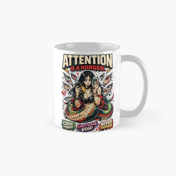 Item preview, The Silent Lamia Modern Mythology Graphic Art - Attention is a Hunger Dark Aesthetic Emotional Void Social Media Satire by Vivaan Studio designed and sold by Vivaan Studio.